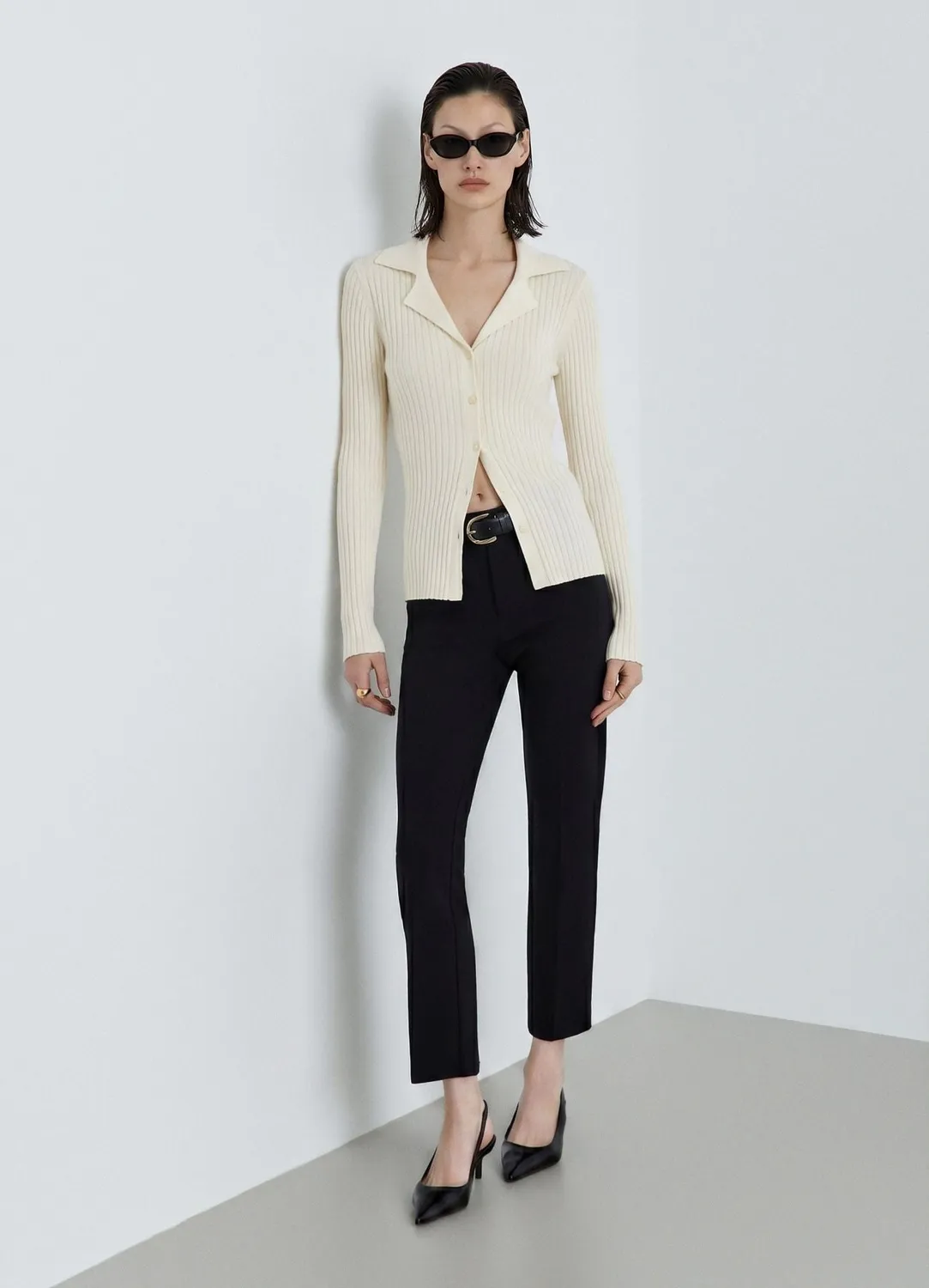 Calliope cardigan côtelé col revers femme