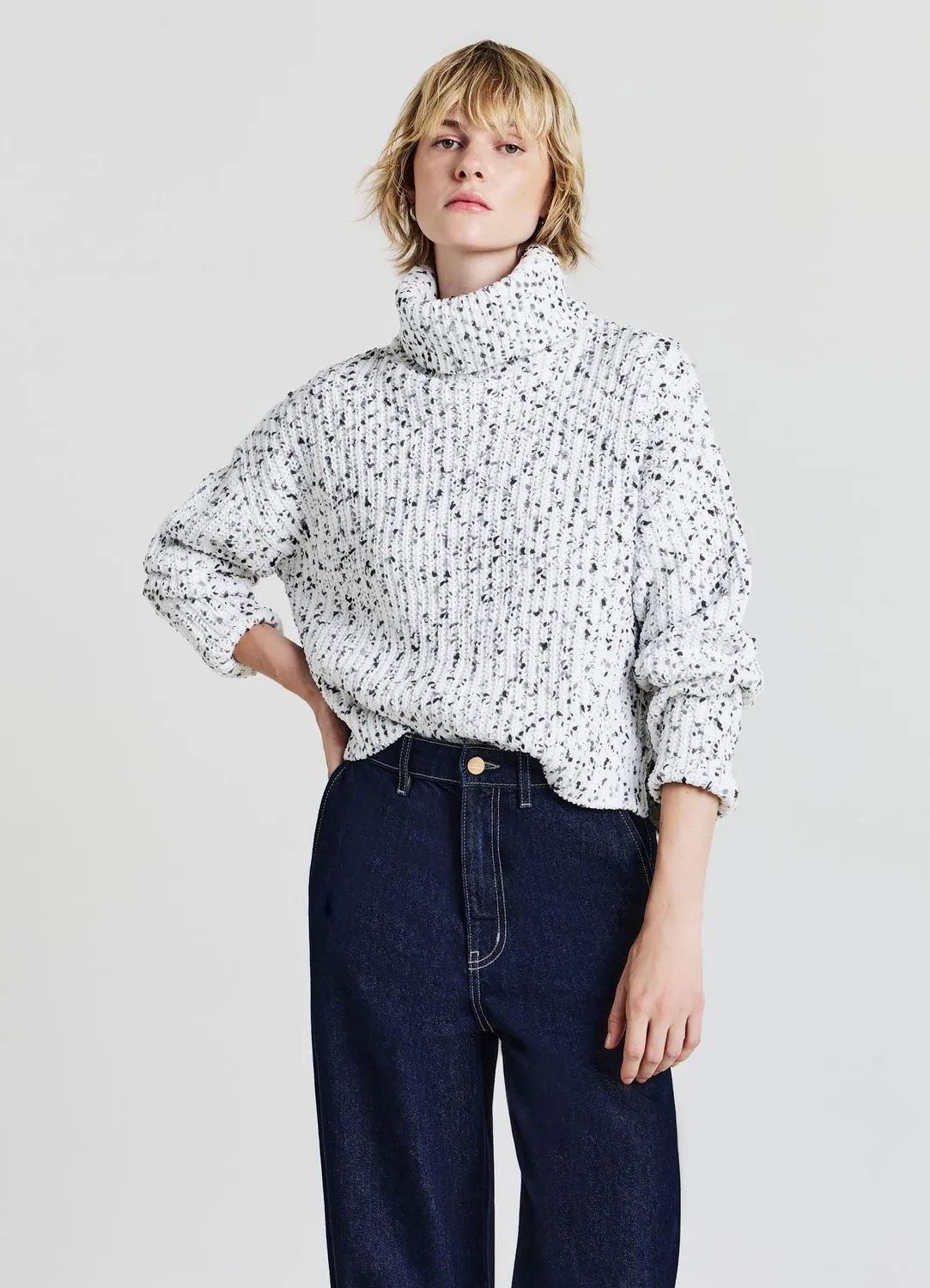 Calliope pull col roulé femme maille fantaisie