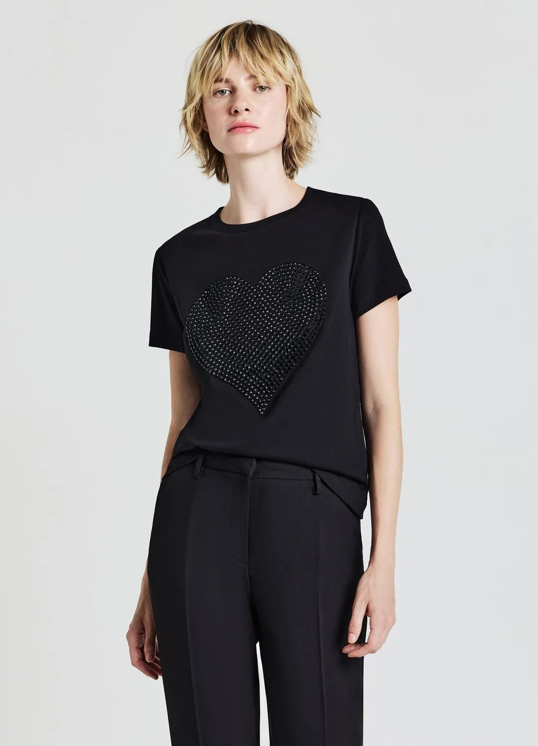 Calliope T-shirt cœur brillant femme col rond