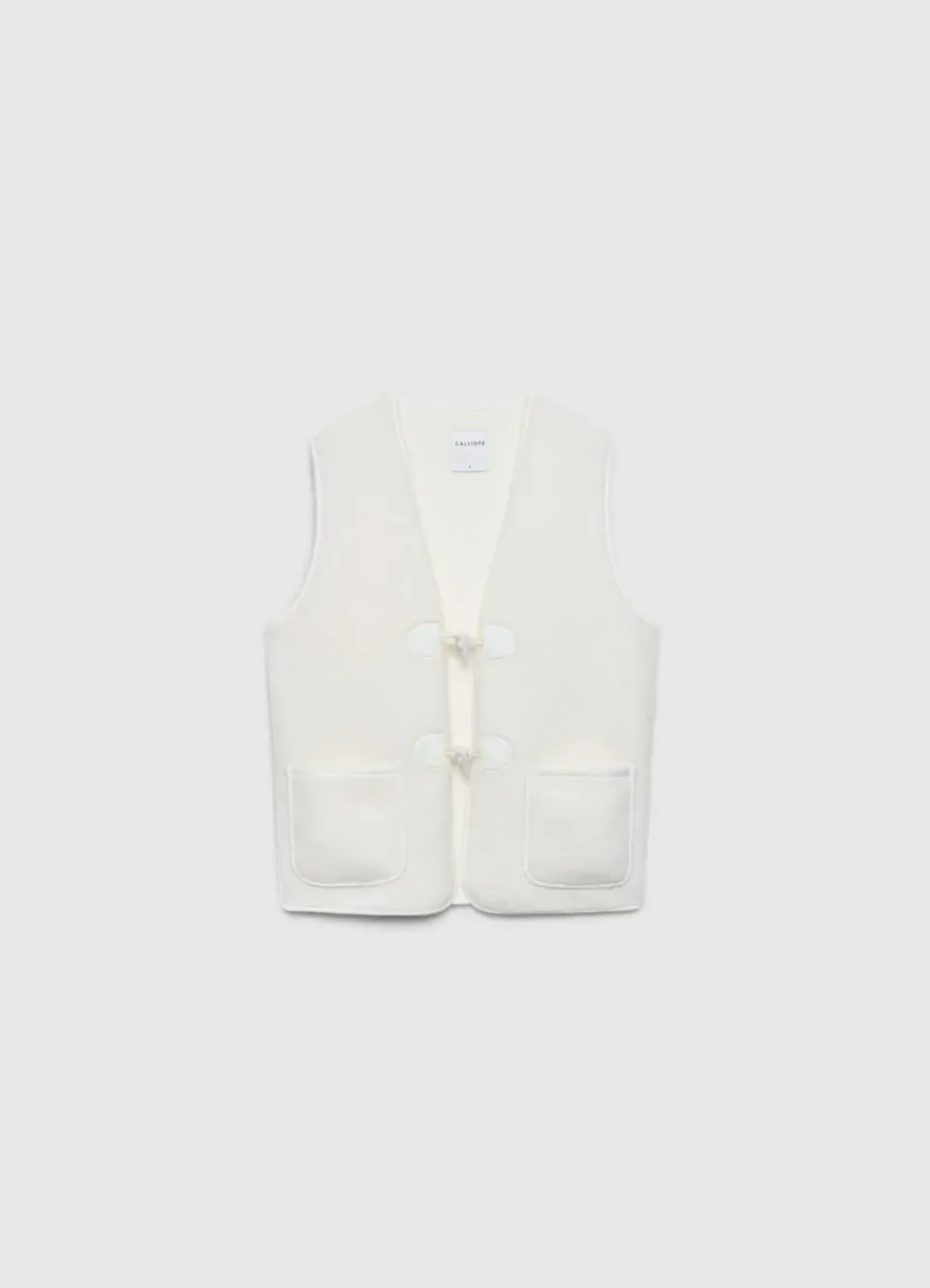 Calliope gilet peluche femme col V à brandebourgs
