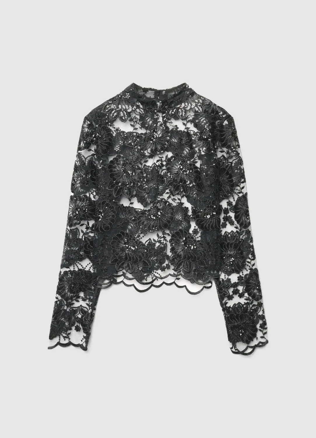 Calliope blouse dentelle sequins femme manches longues