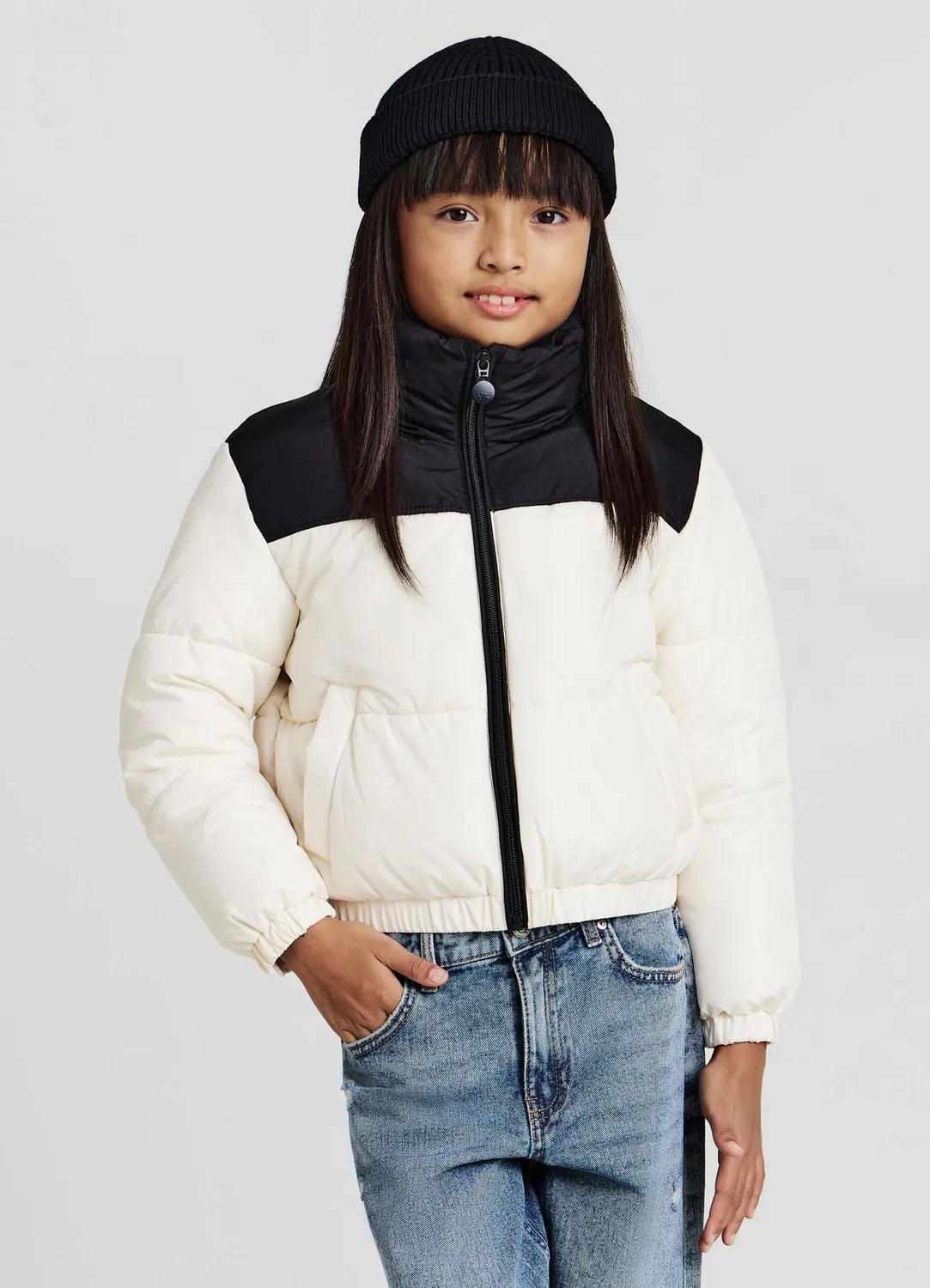 Calliope veste matelassée fille block color à capuche
