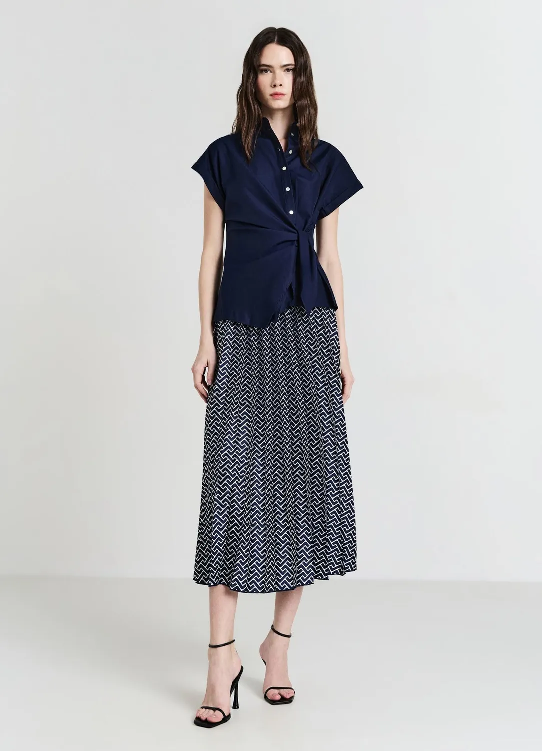 Calliope chemise nouée femme manches courtes coton