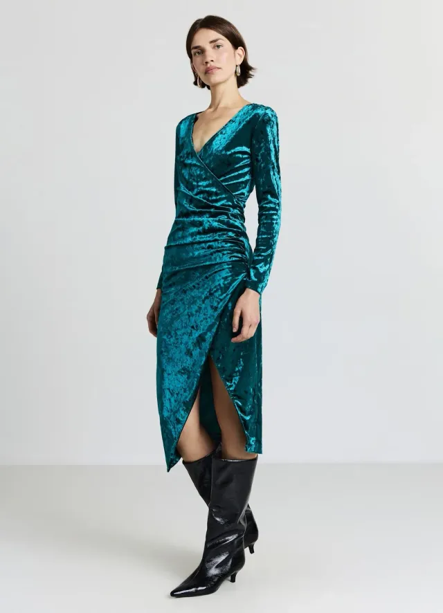 Calliope Robe Longue Croisée Femme Chenille Brillante