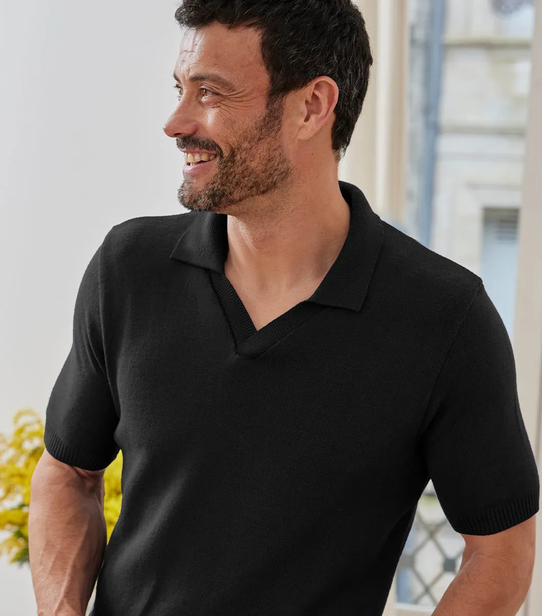 Cocorico polo maille homme noir coupe droite