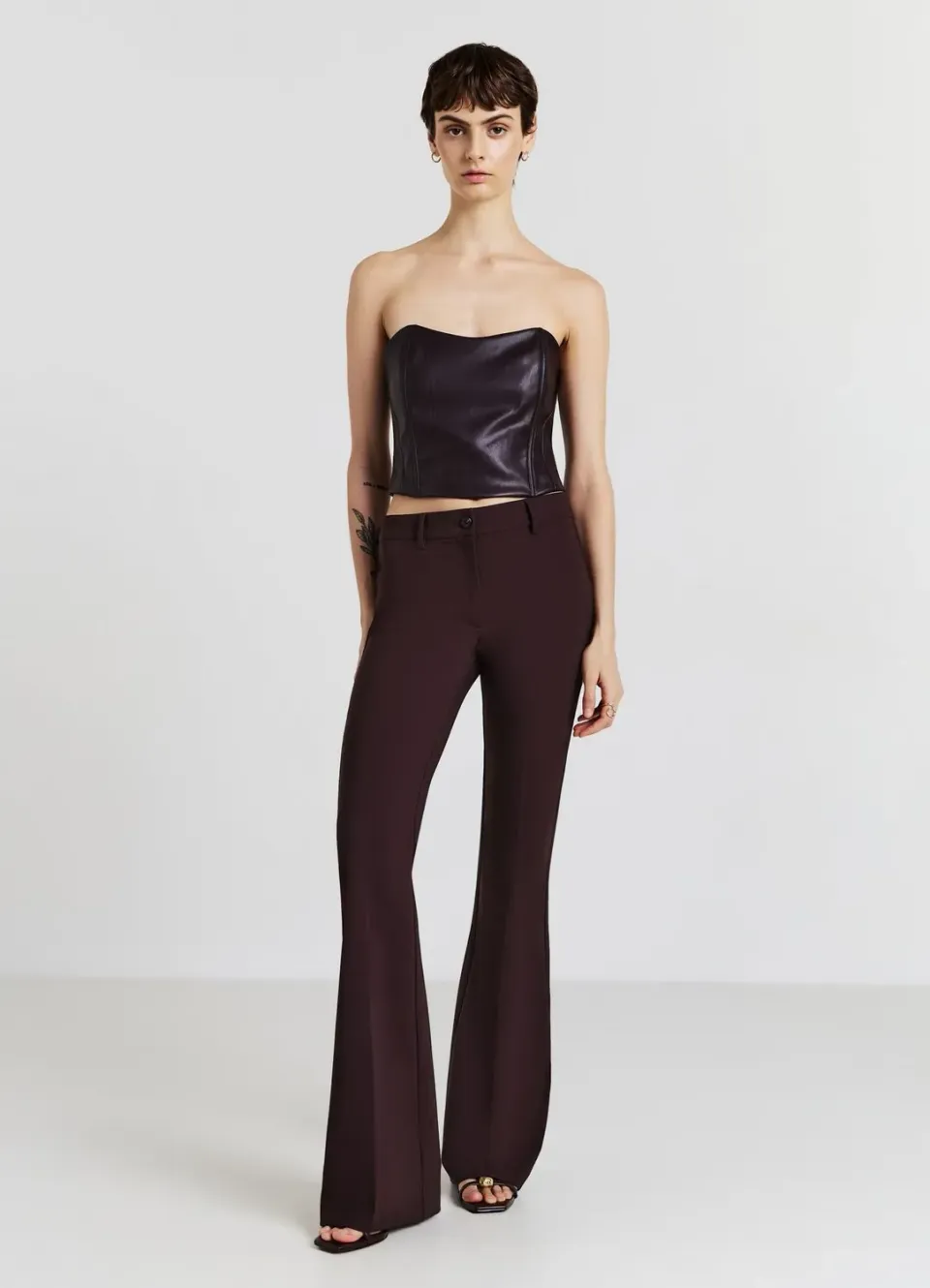 Calliope Bralette Simili Cuir Top Femme Cœur Zip