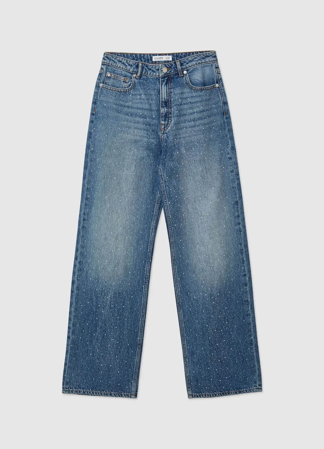 Calliope jeans wide leg strass femme taille haute