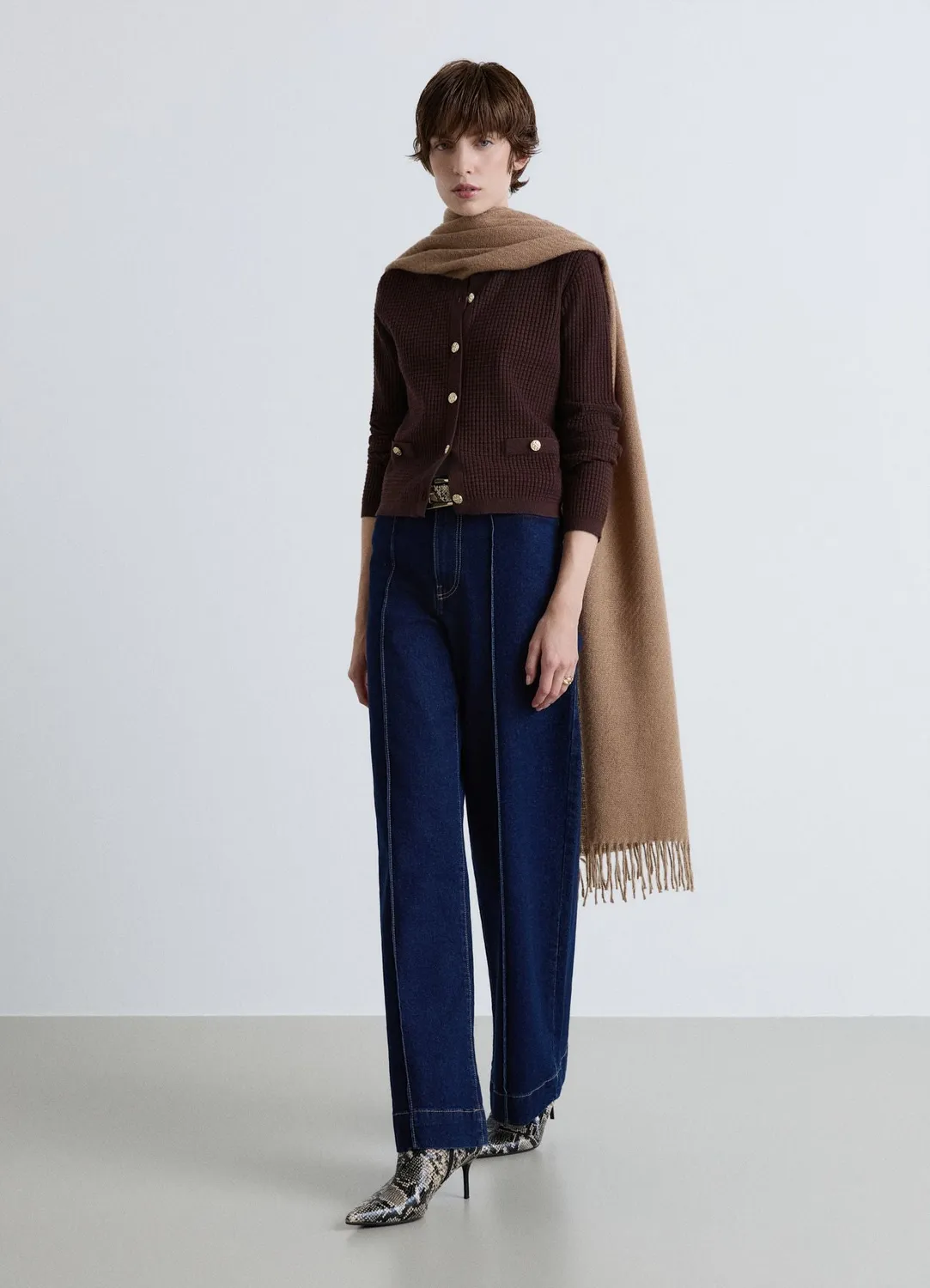Calliope cardigan femme maille nid d’abeille boutons