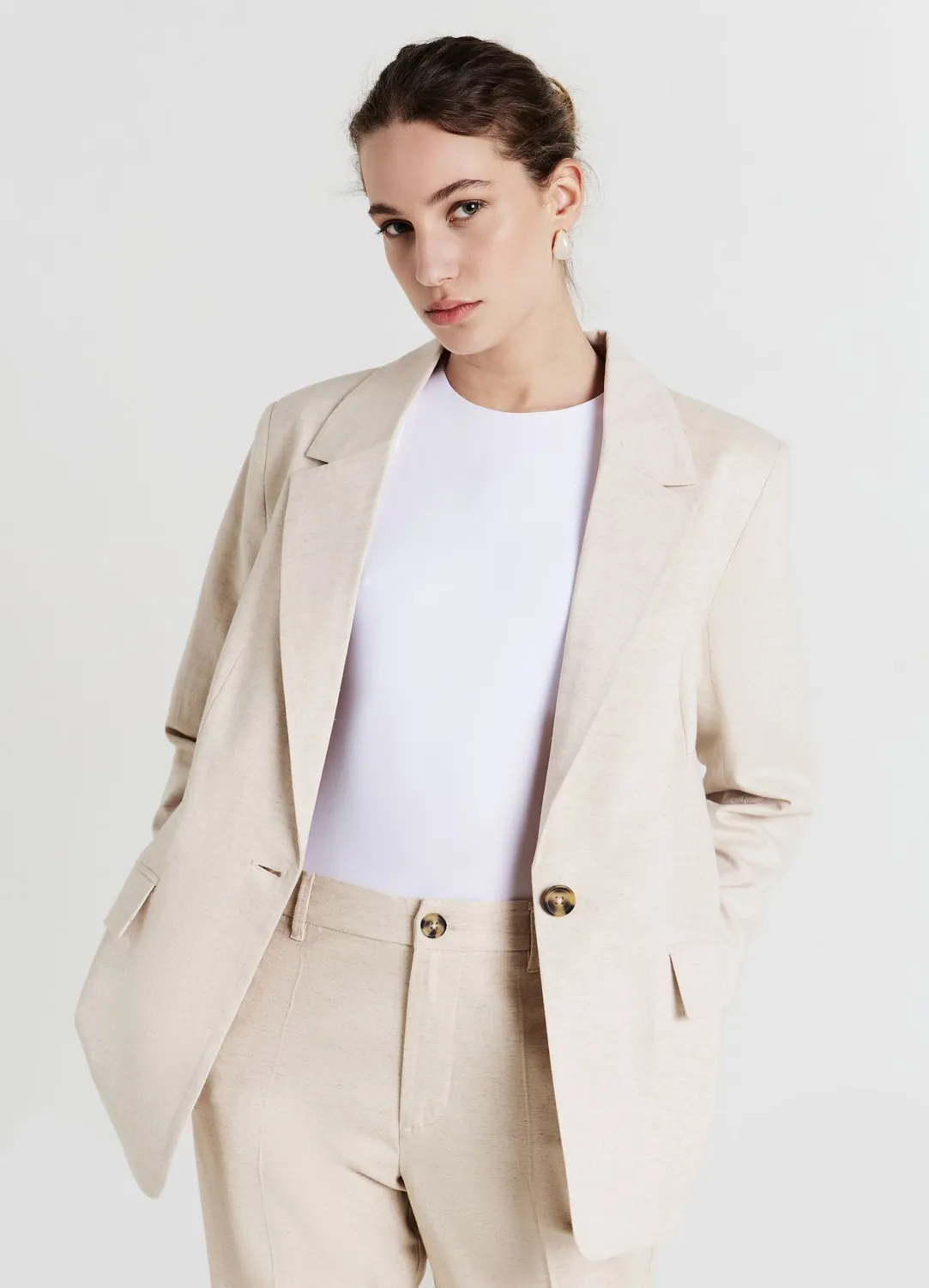Calliope veste monopetto femme lin regular