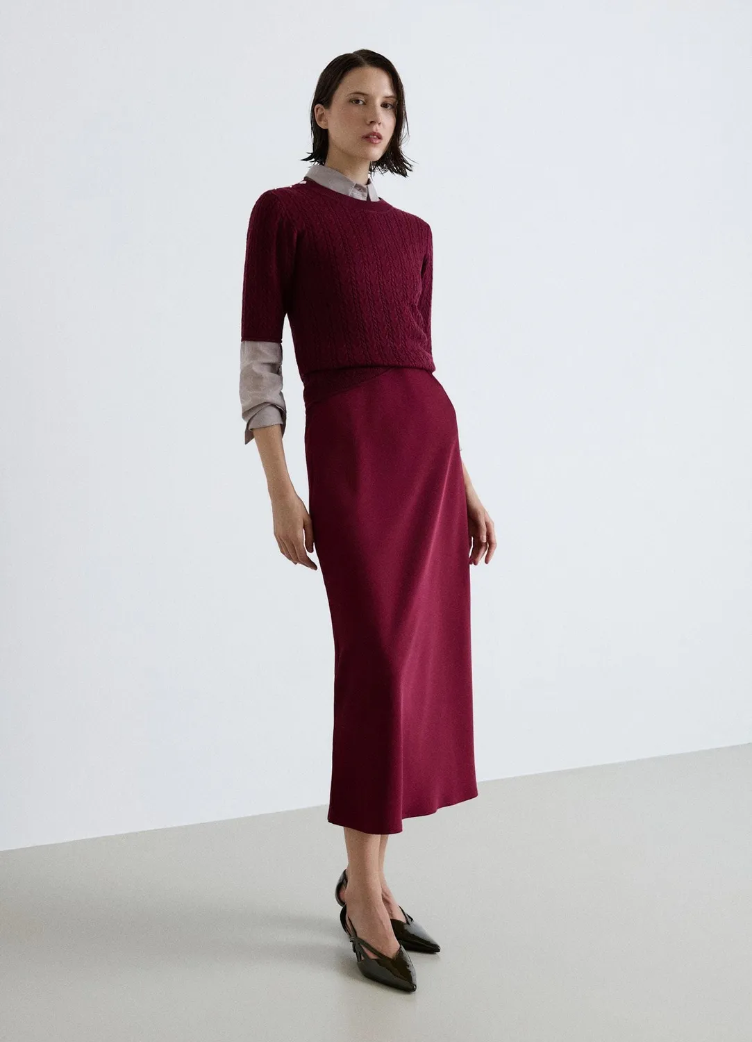 Calliope T-Shirt Maille Tressée Femme Boutons Épaule