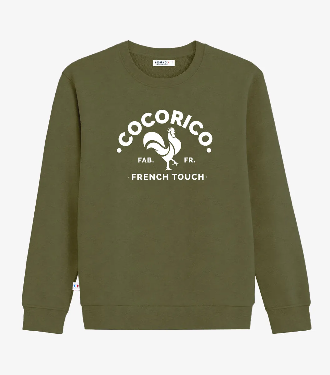 Cocorico Coq Français sweat femme kaki coton