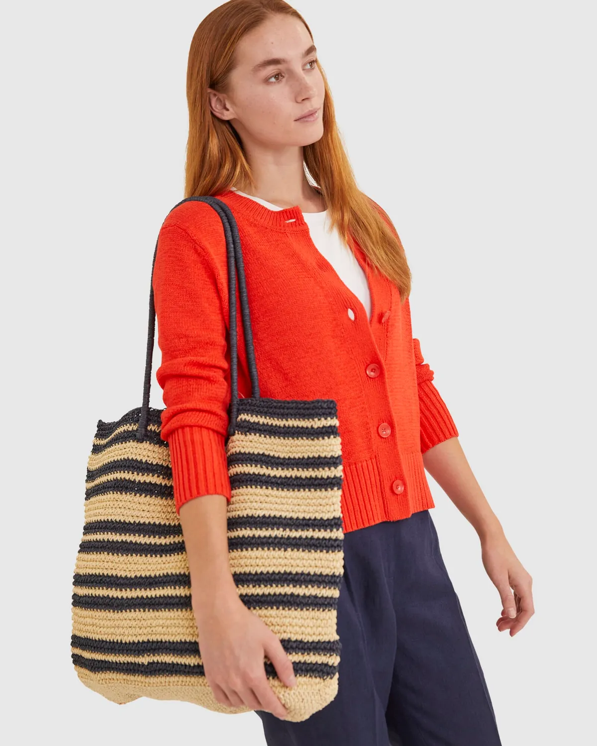 Sportscraft Raffia sac plage rayures grand format