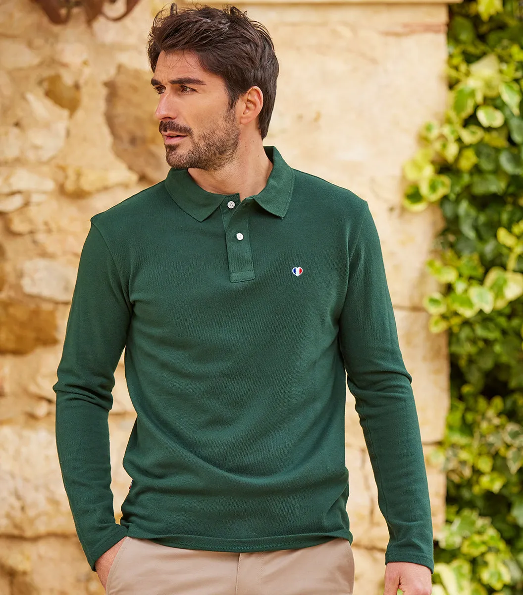 Cocorico Iconique polo manches longues homme sapin coton