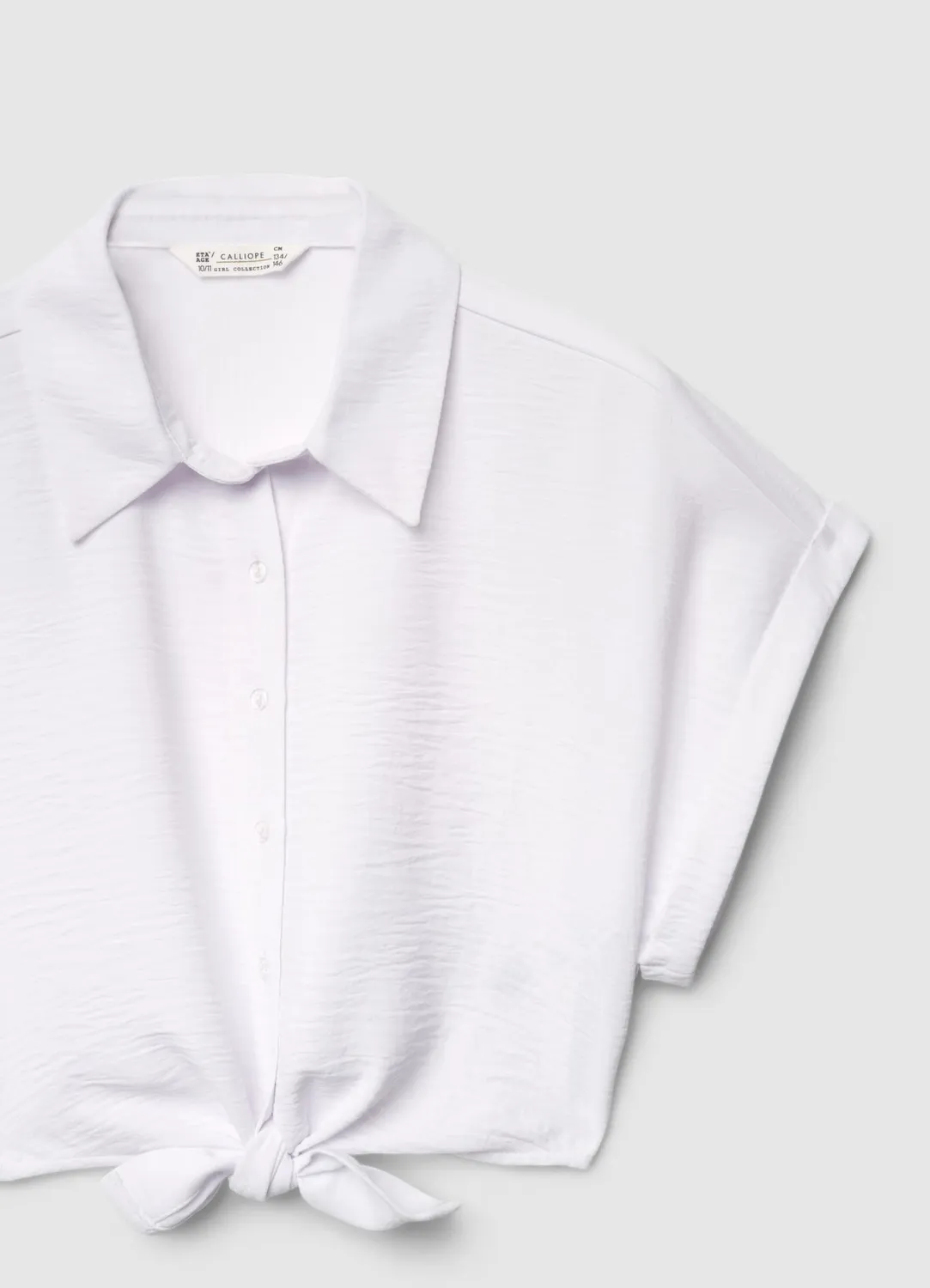 Calliope chemise nouée fille manches courtes unie