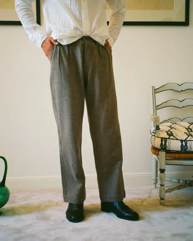 EREVAN Walter pantalon herringbone pinces 5 cm