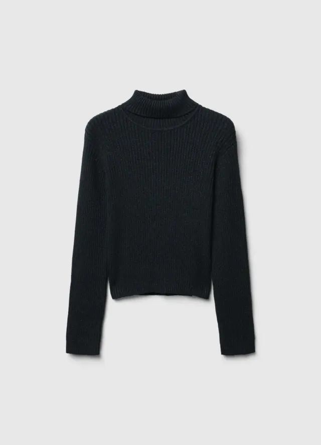 Calliope Pull col roulé fille côtelé luminescent