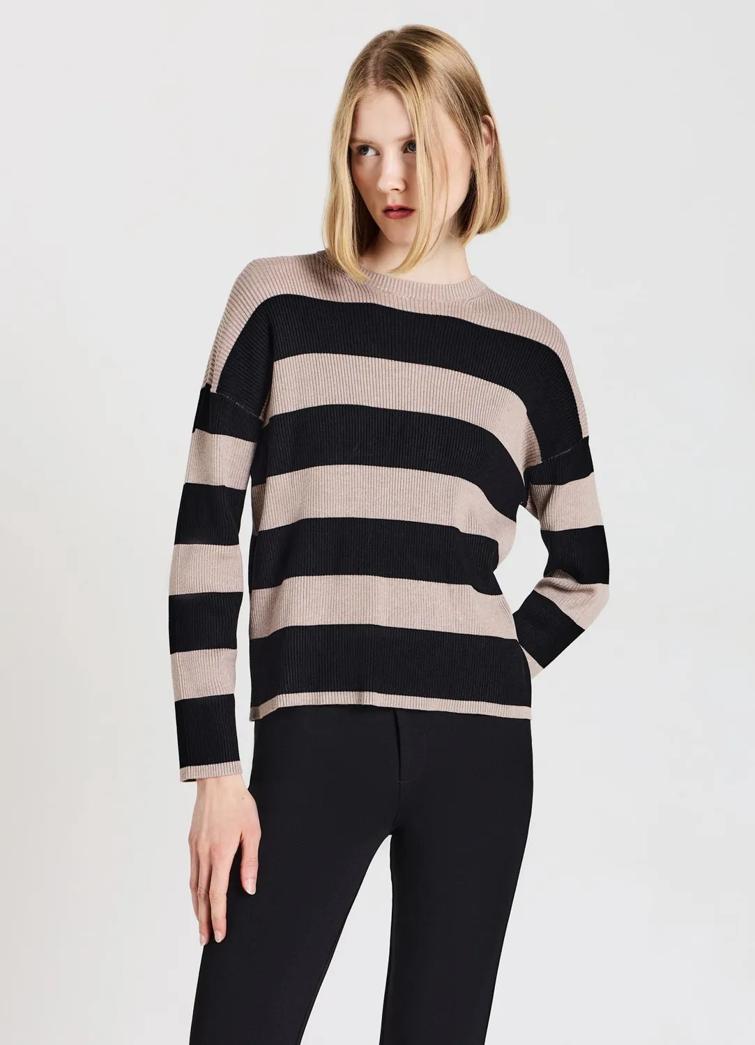 Calliope Pull rayé côtelé manches longues femme