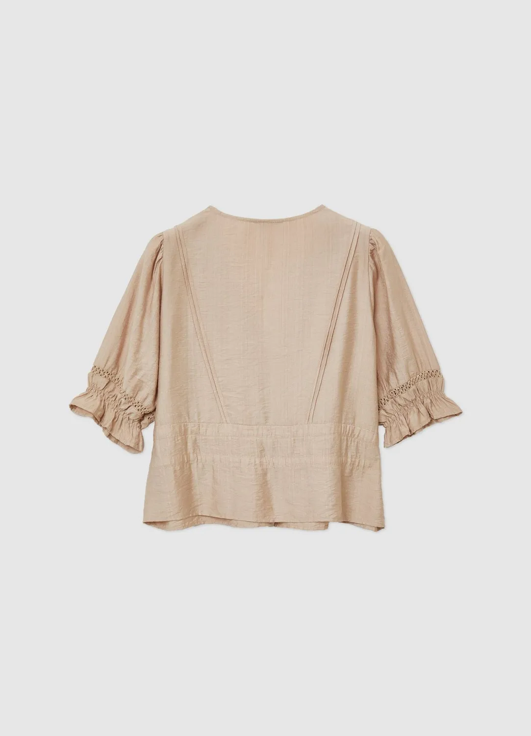 Calliope ricamo a jour blouse col V manches courtes