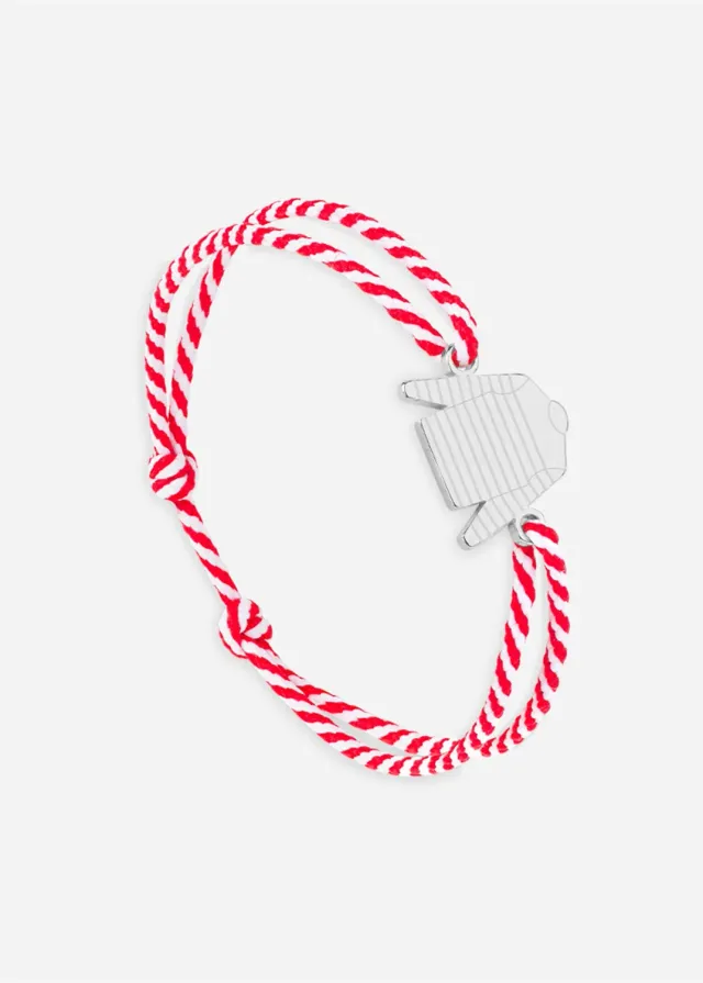 Saint James Marinière bracelet argent rayé blanc rouge