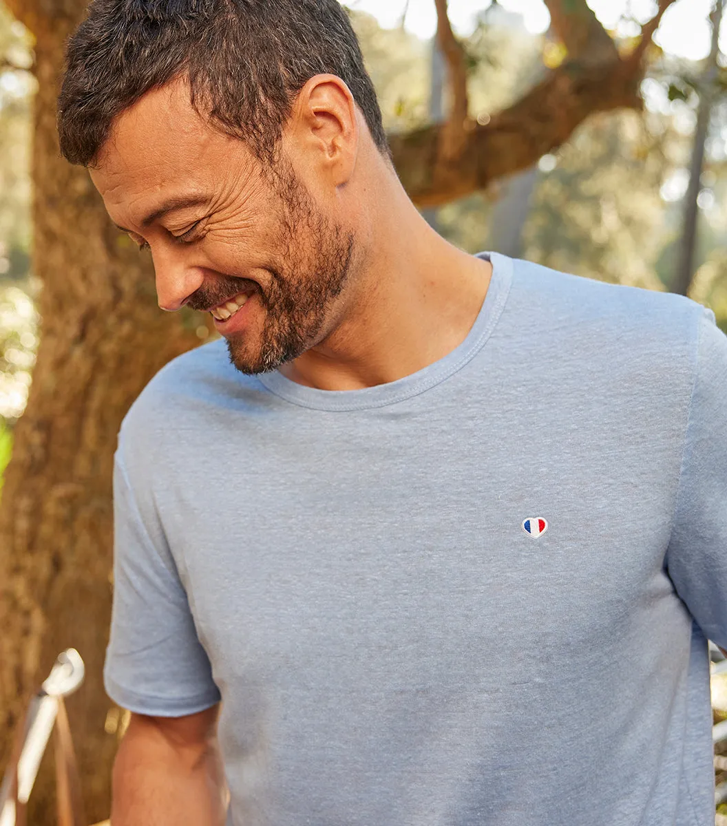 Cocorico Iconique Lin Ciel t-shirt homme bleu ciel 100% lin