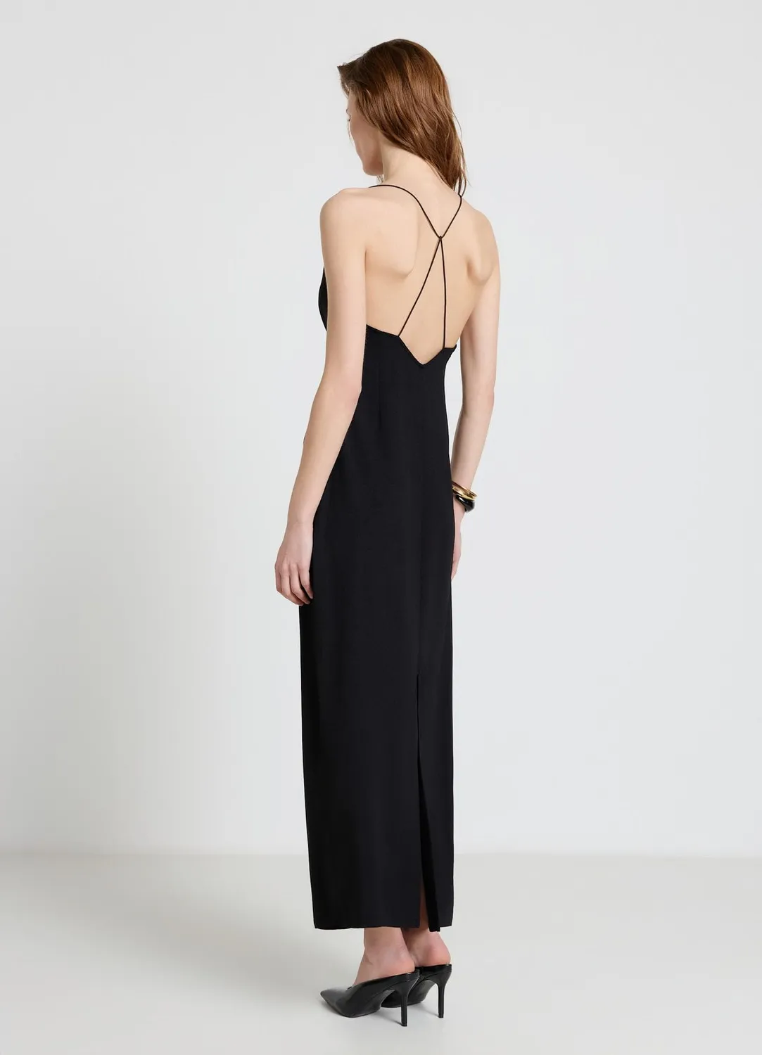 Calliope robe longue fente femme bretelles croisées