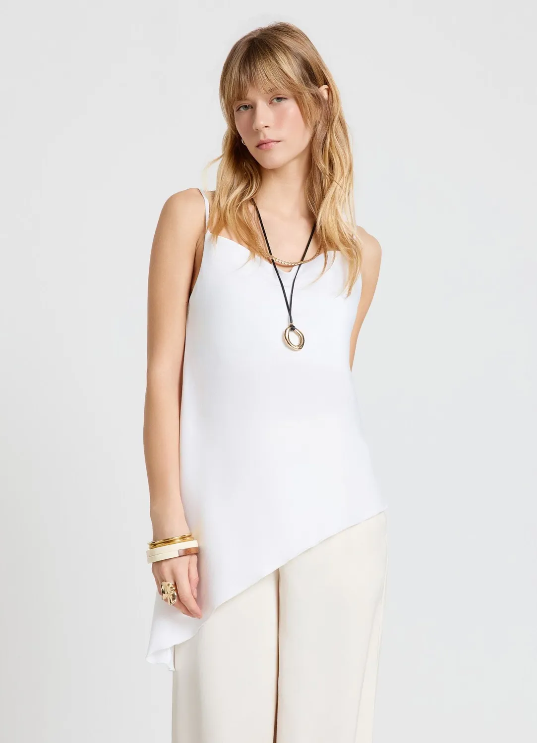 Calliope Top Lungo Asimmetrico top femme satin