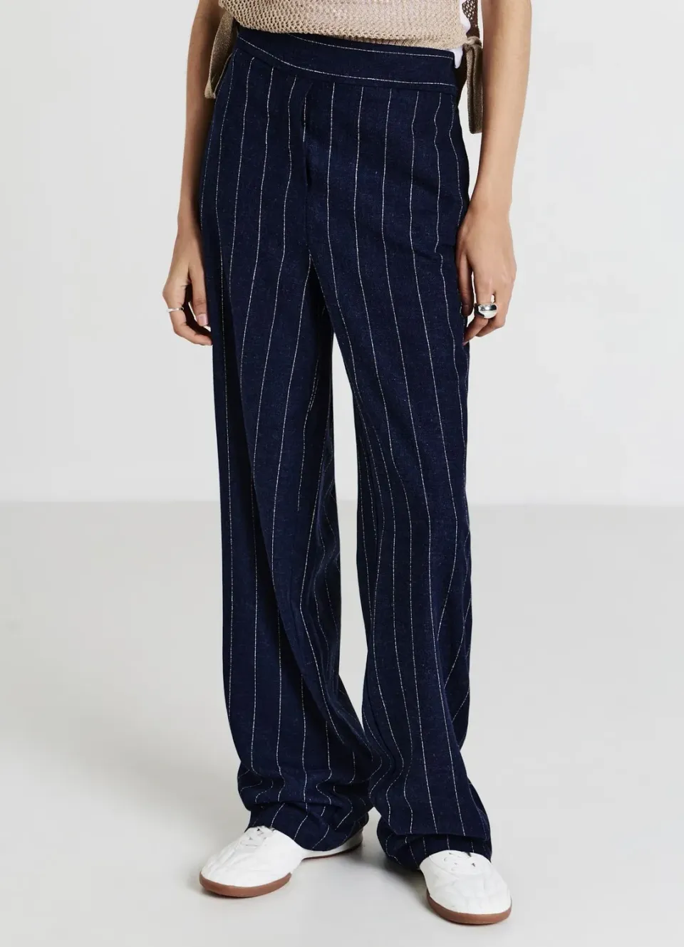 Calliope pantalon droit femme rayures craie taille élastique