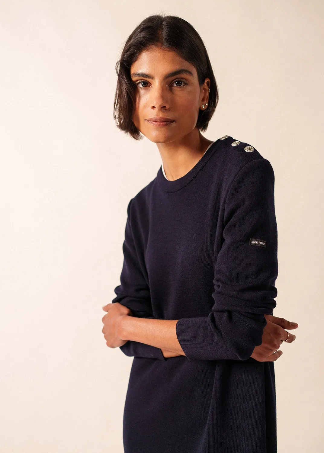 Saint James Marée robe longue navy 100% laine