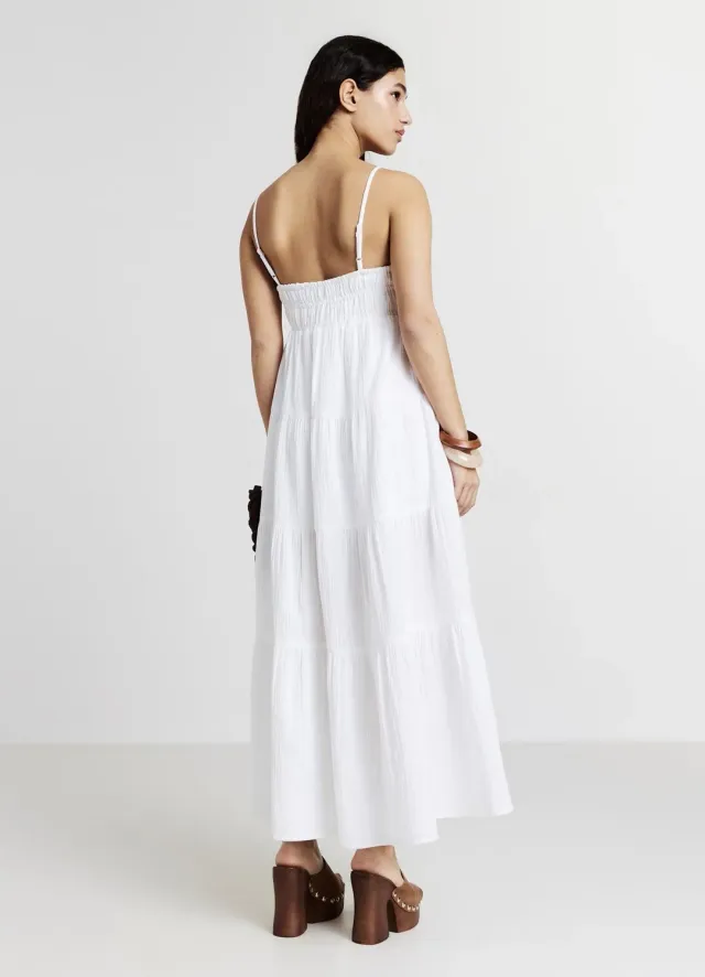 Calliope robe longue femme volant bretelles fines