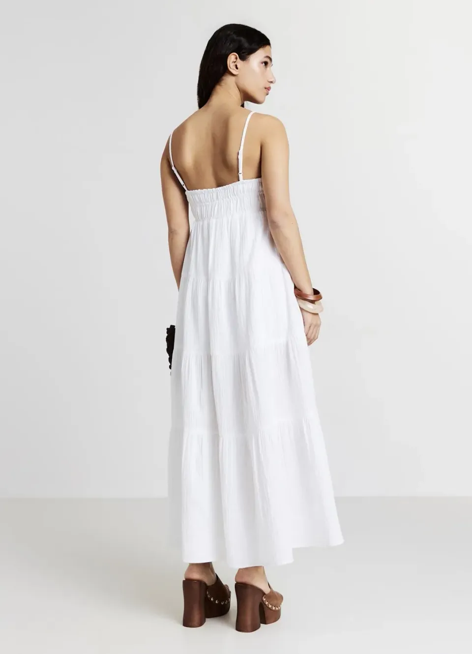 Calliope robe longue femme volant bretelles fines