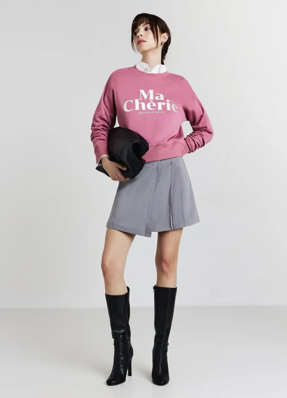 Calliope sweat femme col rond inscription manches longues