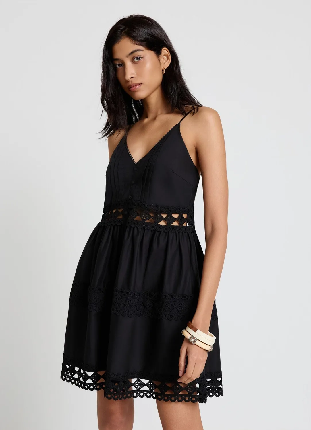 Calliope robe courte femme bretelles brodée S