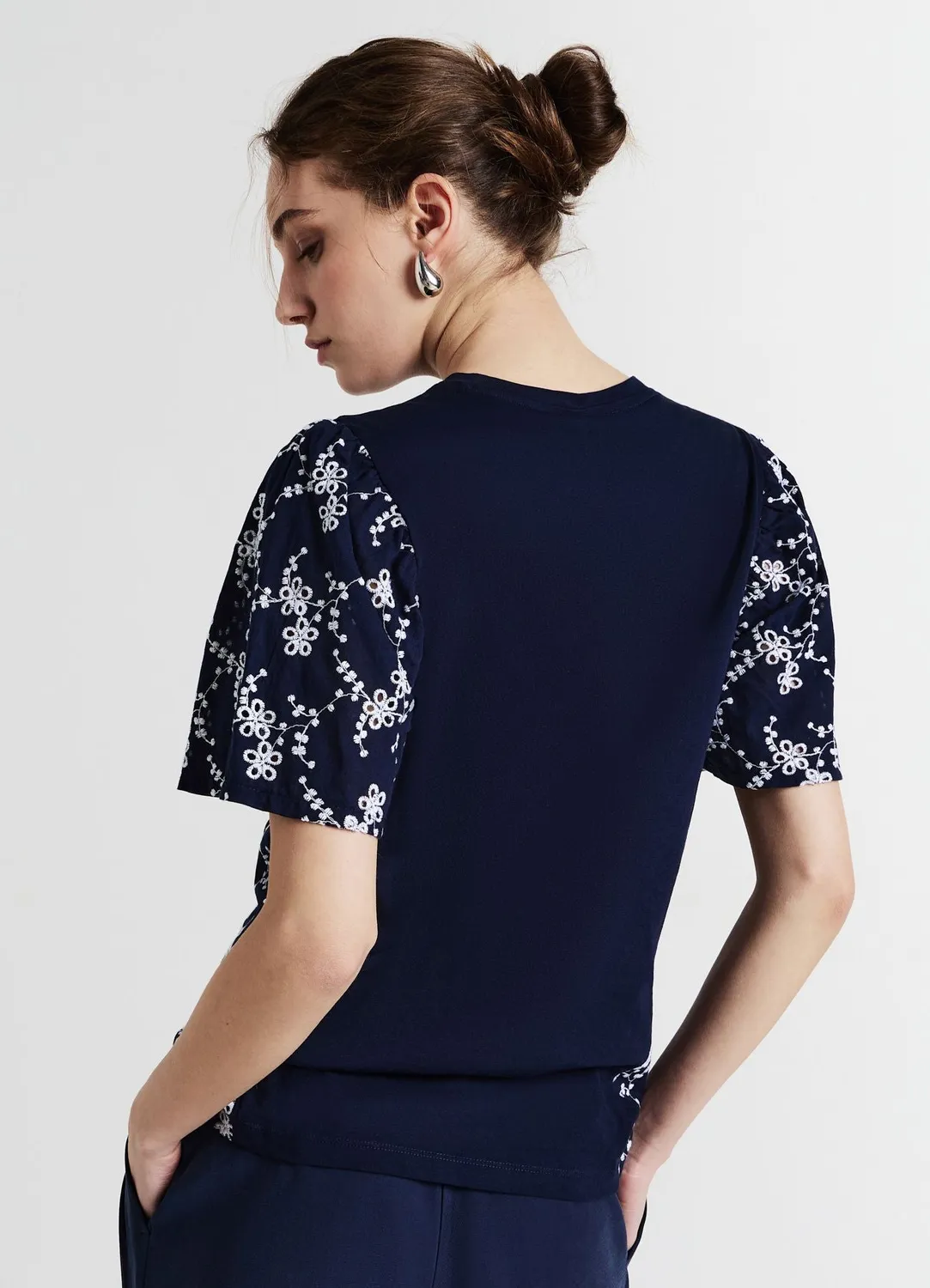 Calliope t-shirt coton femme broderie anglaise col rond