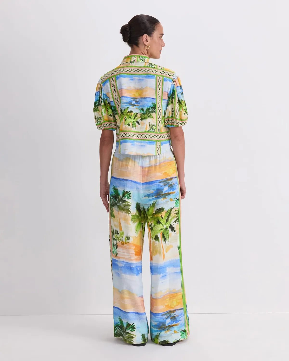 Sportscraft Sunset Palm blouse lin taille 8
