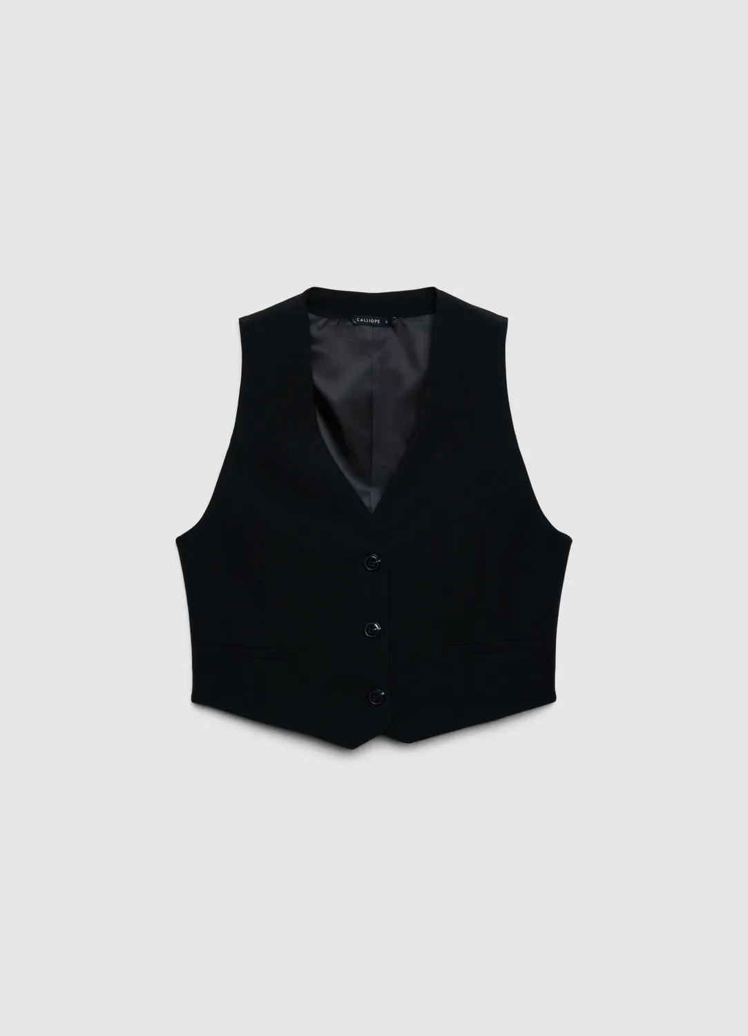 Calliope court 3 boutons gilet femme col V cintré