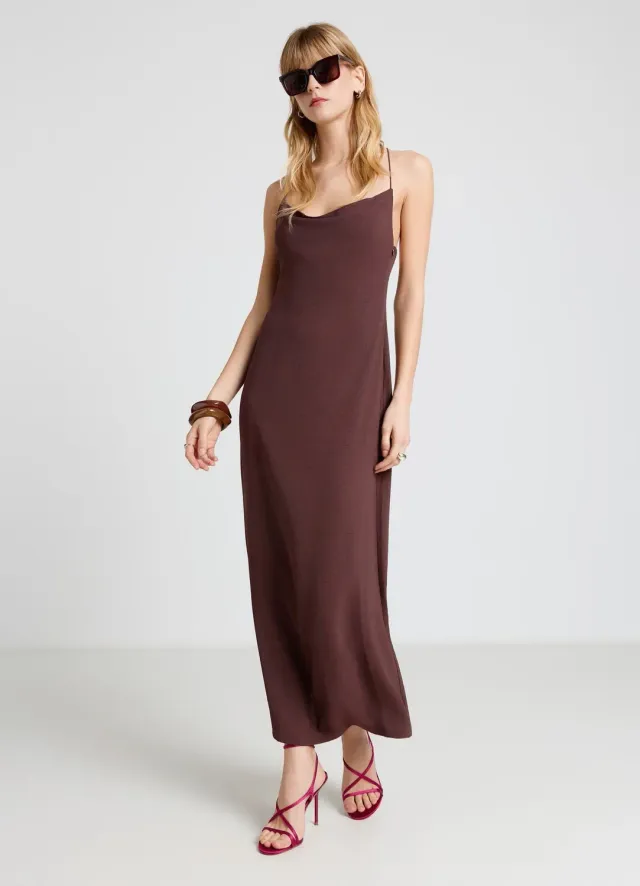 Calliope robe longue décolleté bretelles croisées fente