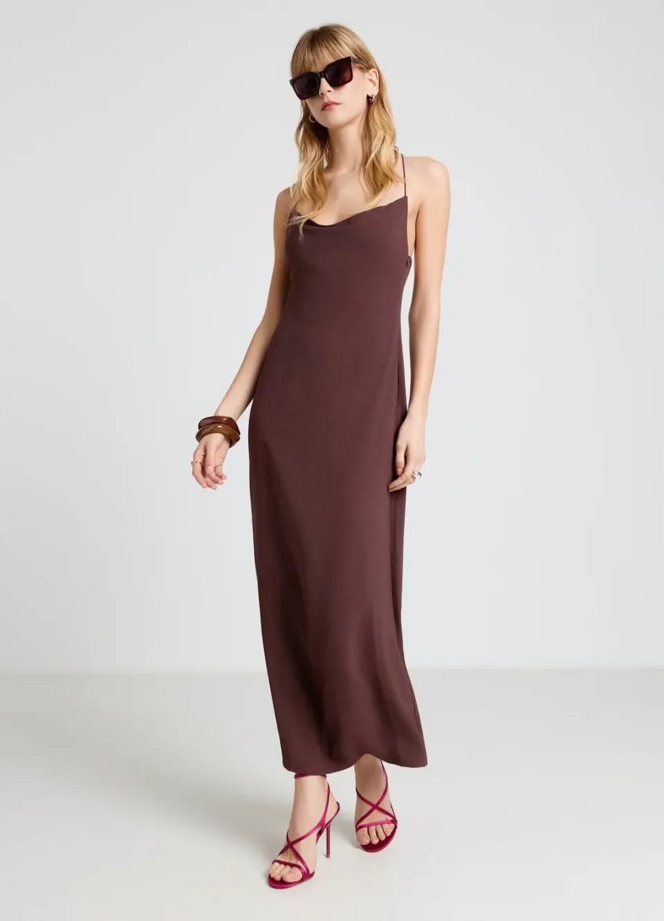Calliope robe longue décolleté bretelles croisées fente