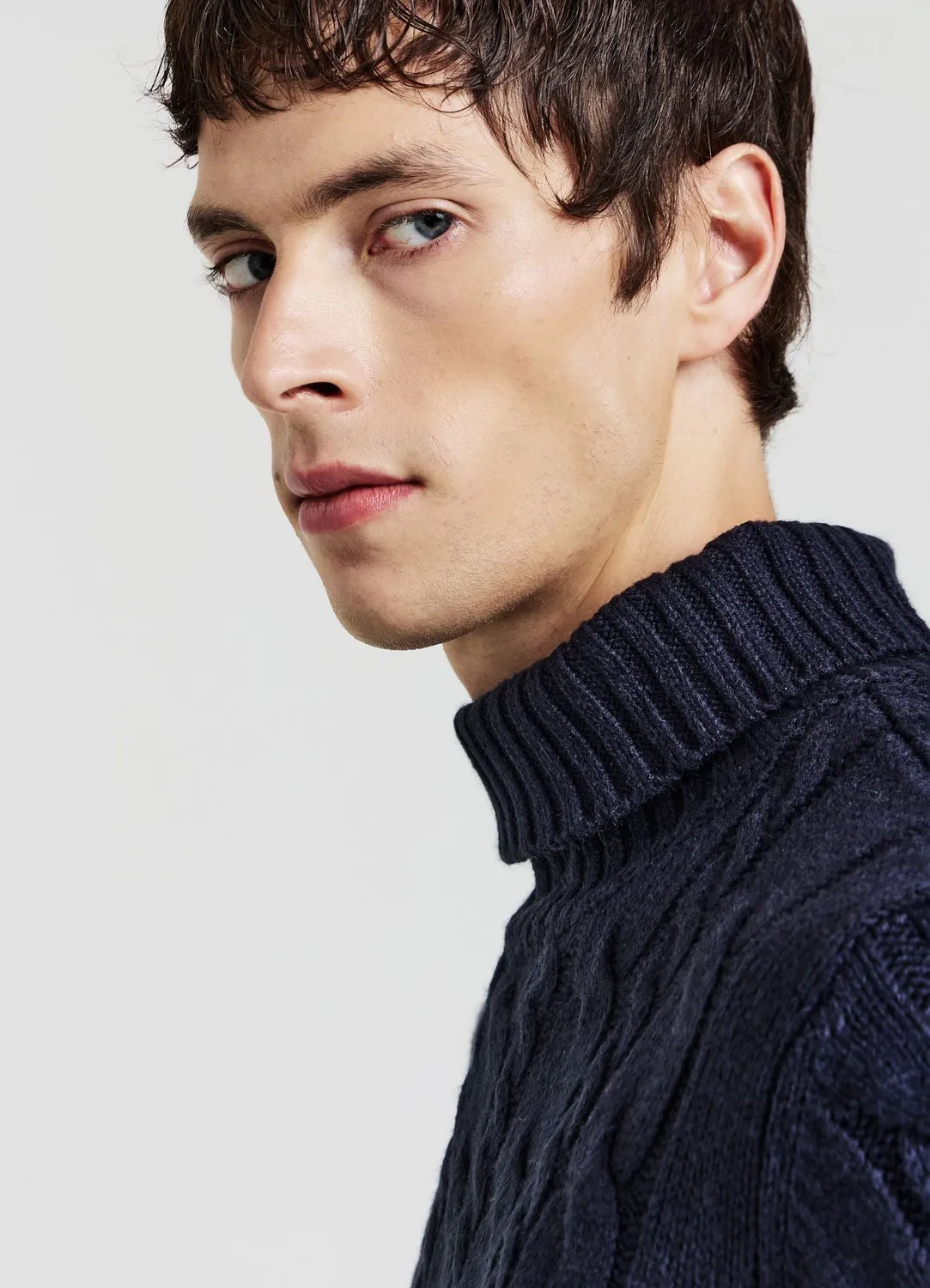 Calliope pull col roulé torsades homme chaud