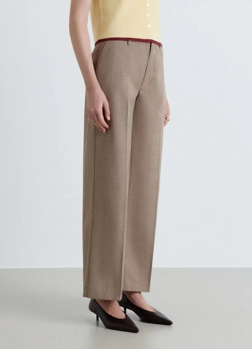 Calliope pantalon à carreaux jambe large femme
