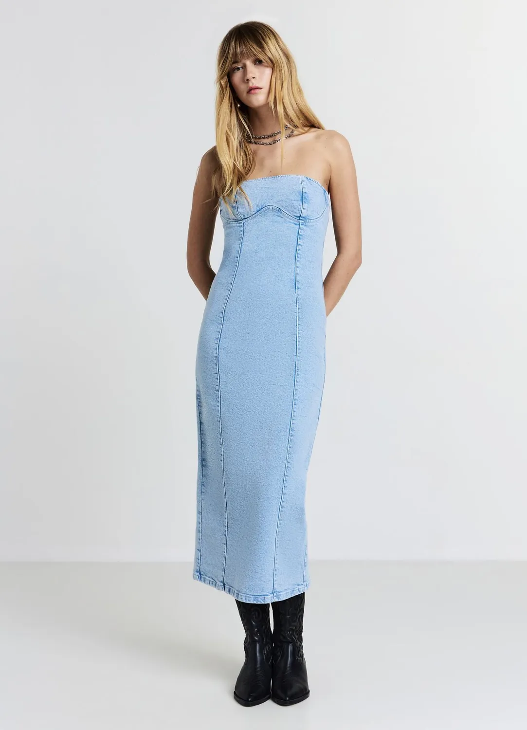 Calliope Atelier Robe fourreau denim femme sans manches