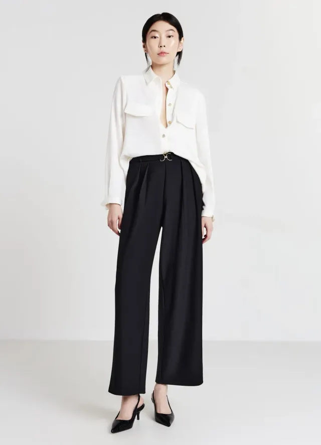 Calliope pantalon palazzo femme ceinture déco