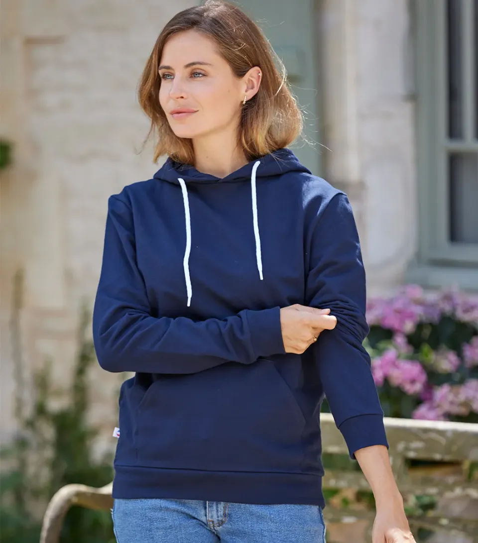 Cocorico Intemporel sweat capuche femme marine coton