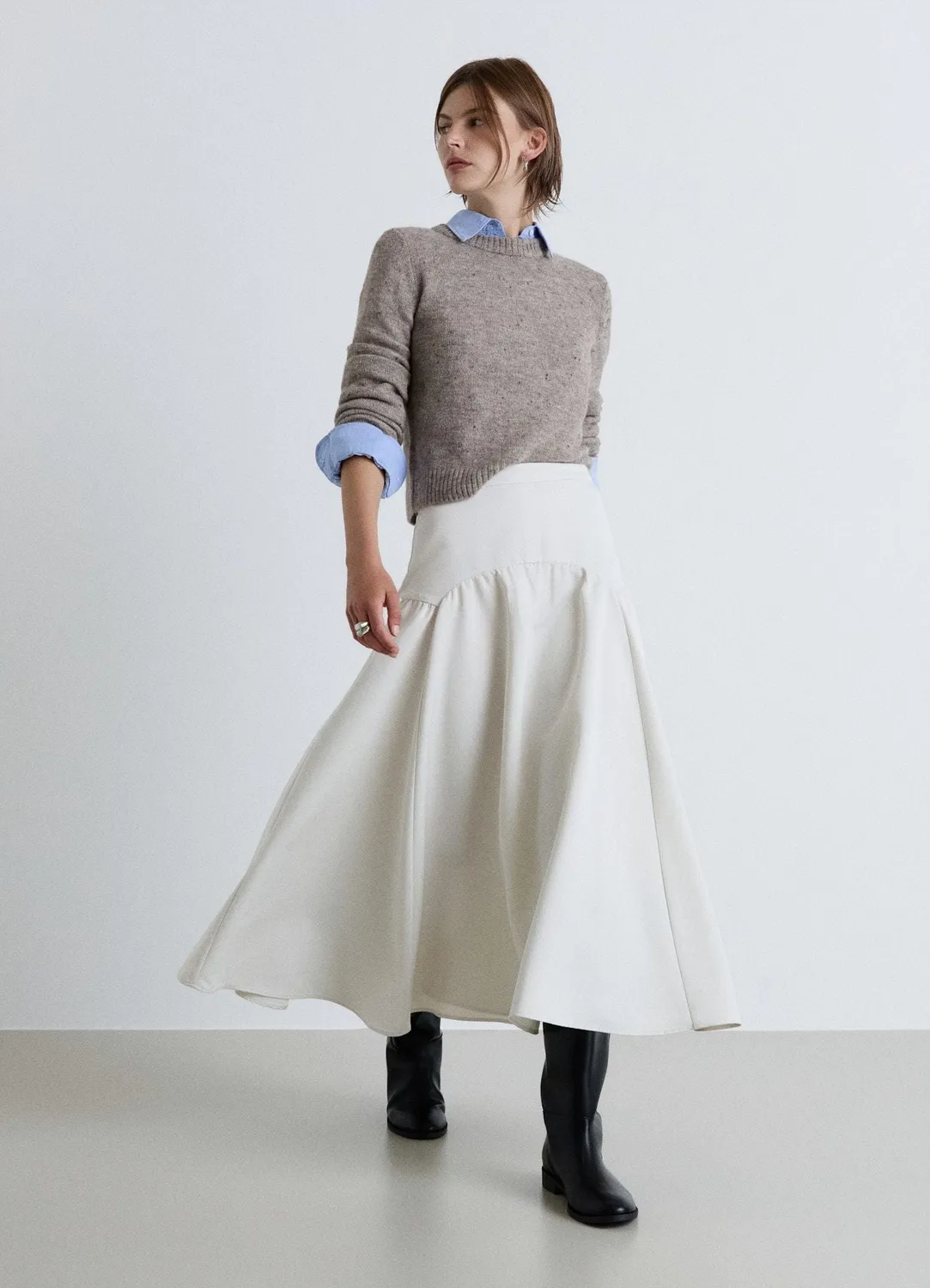 Calliope jupe midi évasée femme unie circle