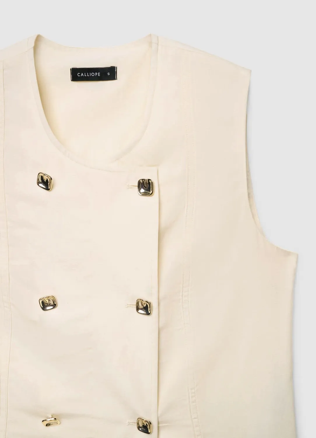 Calliope Gilet Double Boutonnage Femme Boutons Dorés