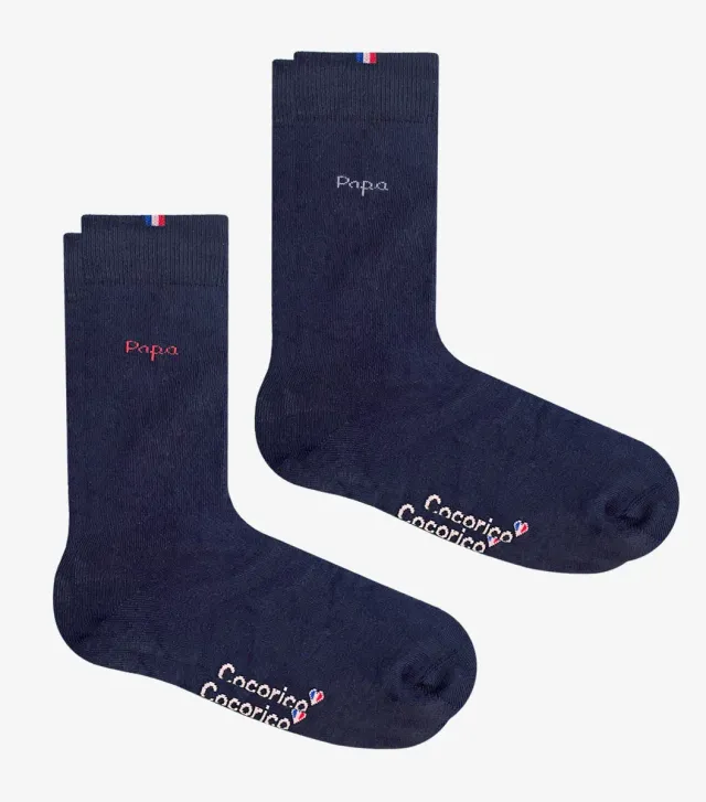 Cocorico Papa d'Amour chaussettes homme x2 marine 41/46 coton