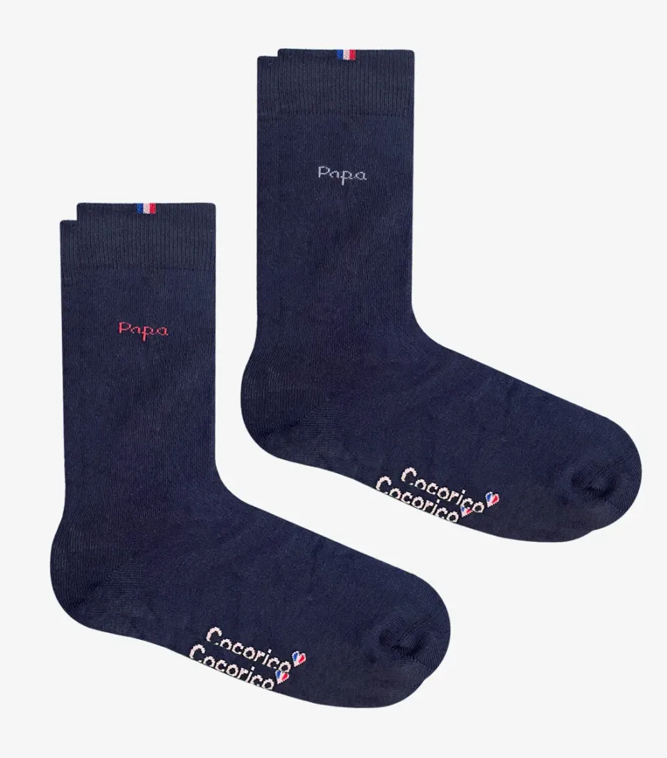 Cocorico Papa d'Amour chaussettes homme x2 marine 41/46 coton
