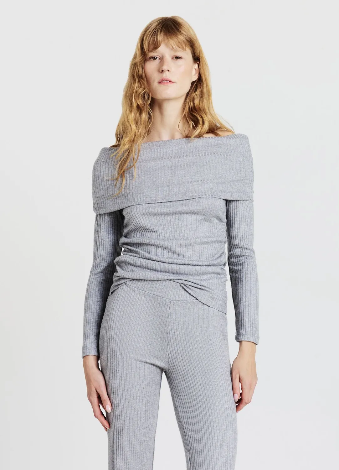 Calliope T-shirt femme épaules dénudées côtelé