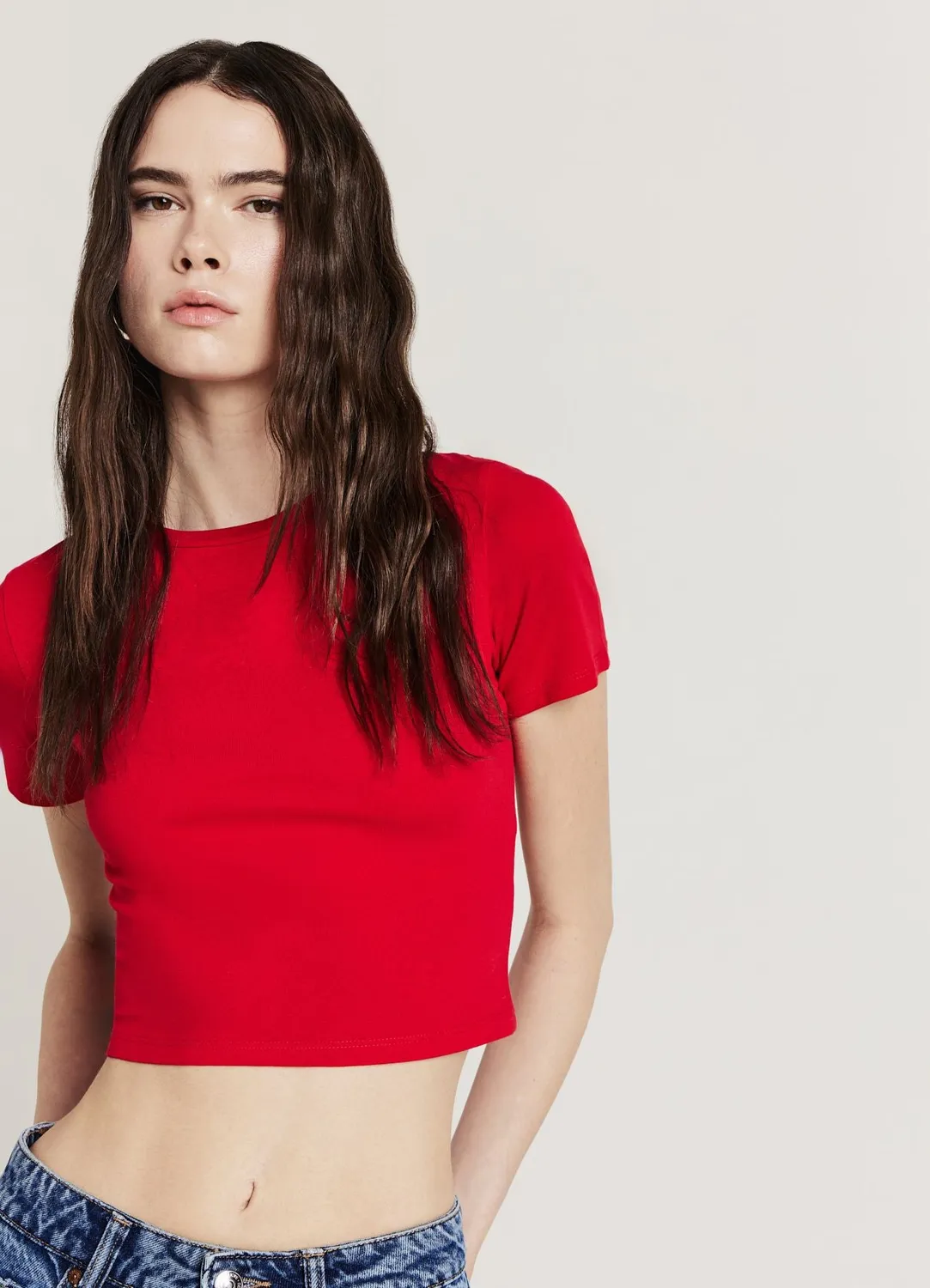 Calliope t-shirt crop femme coton col rond