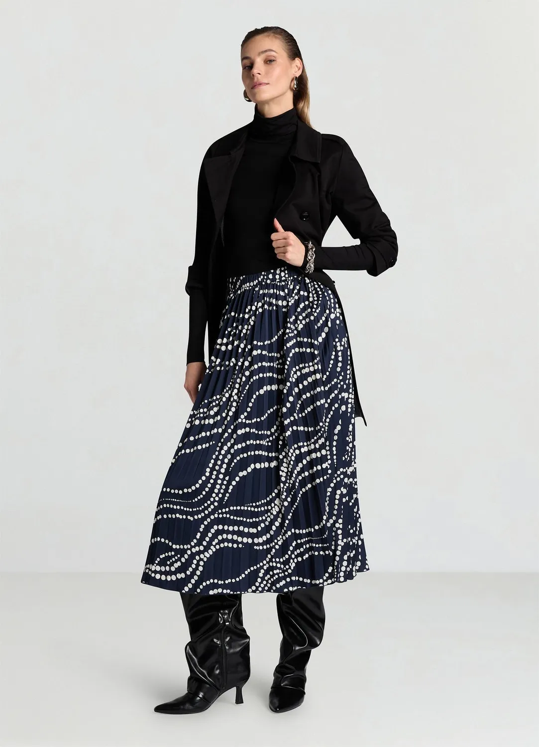 Calliope jupe plissée pois femme midi