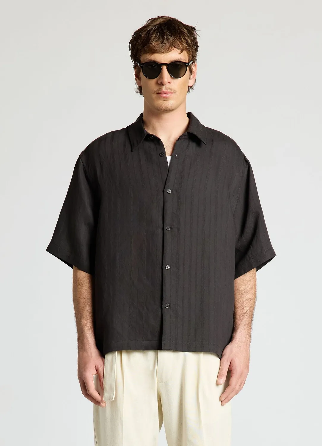 Calliope chemise boxy fit rayures homme manches courtes coton